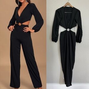 NWOT Vegas Nights Black Long Sleeve Cutout Jumpsuit